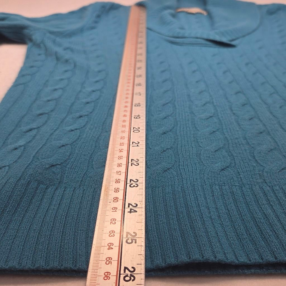 Women's G.H. Bass & Co. Teal Cable Knit Cowl Neck Sweater L - Picture 10 of 10